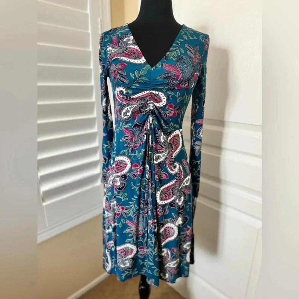 NWT | Ella Moon | Boho Long Sleeve Ruched Dress - Size S - Picture 2 of 8